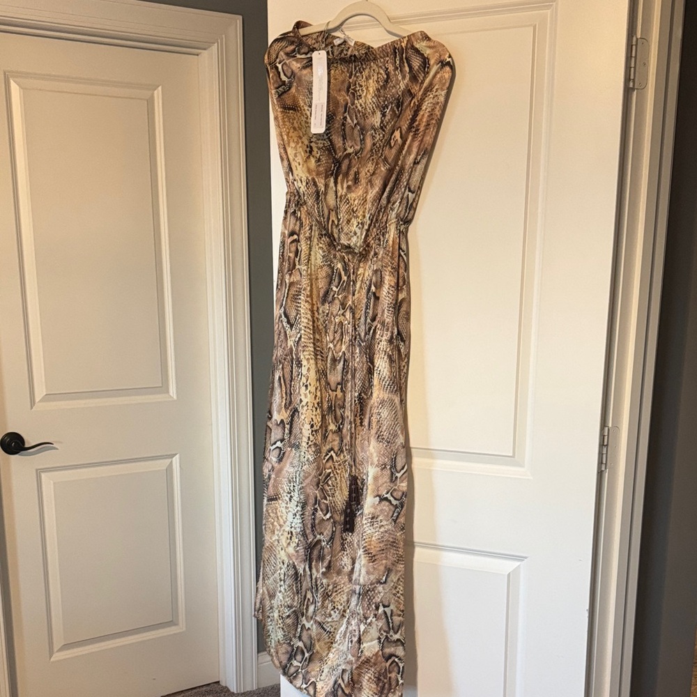 Elegant Snake Print Maxi Dress